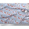thumbnail image 3 of Soimoi Blue Poly Georgette Fabric Cedar Tree & Fox Animal Print Fabric by Yard 52 Inch Wide, 3 of 5