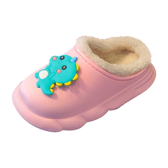 Pantoufles pour Tout-Petits, Pantoufles d'Hiver pour Filles Semelle Souple Sabots Mignons à Motif Dessin Animé Intérieur Extérieur Chaussures Chaudes pour Tout-Petits Enfants, Pantoufles pour Enfants, Rouge, 9-9,5 Ans