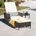 thumbnail image 1 of Gymax Rattan Patio Lounge Chair Chaise w/ Adjustable Backrest Cushion & Pillow, 1 of 10