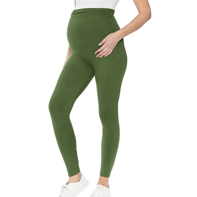 Kcodviy Women Maternity Casual Solid Maternity Clothes for Women Fall Color Elastic Control Hight Maternity Business Clothes Waist Long Pants Leggings Maternity Women Pants Soft Pants