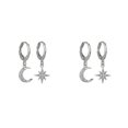 thumbnail image 2 of pitrice 1 Pair Moon Star Earrings Ears Pendant Exquisite Irregular Woman Jewelry Ear Dangle Fashion Accessory for Decor Gifting Using Silver 2Set, 2 of 6