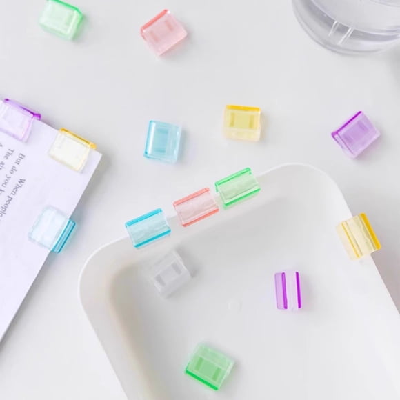Office Supplies Clip On Bookmarks Transparent Color Push Paper Clips With Storage Box Reusable Plastic Paper Clamps For Books Study Notes Documents, Tool Office&Craft&Stationery 2*1