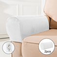 thumbnail image 3 of Velvet Sofa Armrest Covers Arm Covers Solid Chairs Couch Slipcovers with Pins Slip Removable - white, 3 of 7