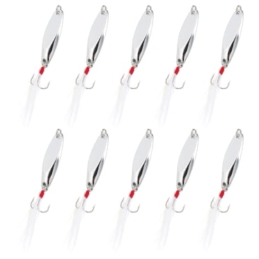 Uxcell 10Pcs 1/4 oz Metal Fishing Spoons Fishing Lures Casting Spoon Silver Tone