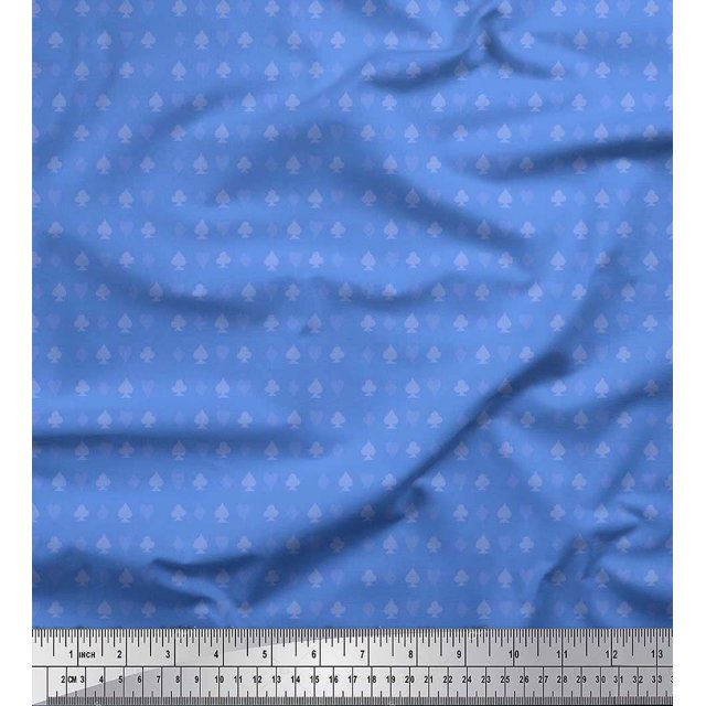 Soimoi Moss Georgette Fabric Poker Card Symbol Print Fabric by Yard 42 Inch Wide