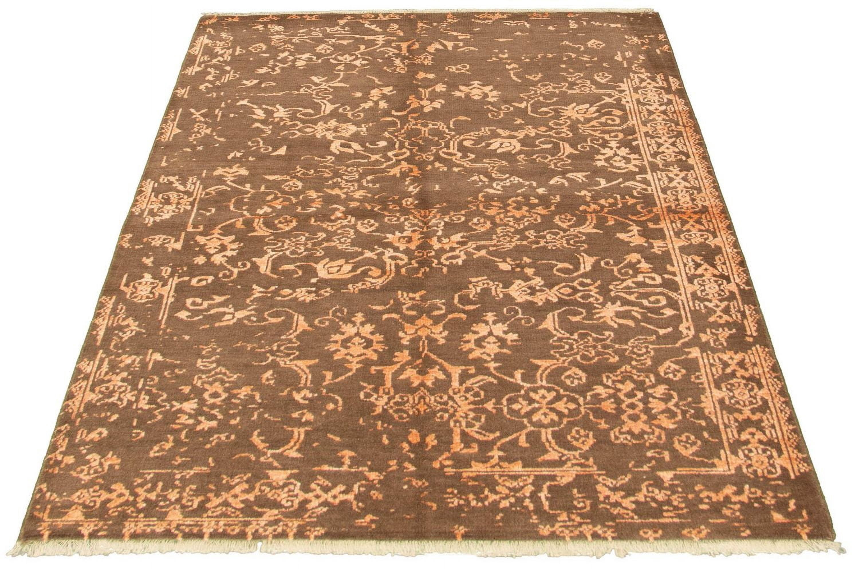 ECARPETGALLERY Tapis Noué à la Main pour Salon, Salle à Manger et Chambre à Coucher Contemporain Collection La Seda 5'5" x 7'10" en Brun