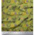 thumbnail image 1 of Soimoi Green Silk Fabric Mix Fruits Printed Craft Fabric by the Yard 42 Inch Wide, 1 of 3