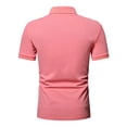 thumbnail image 5 of DPTALR Hommes Décontracté Uni Col Rabattu Chandail Patchwork Fermeture Éclair Manches Courtes Blouse, 5 of 5