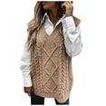 thumbnail image 2 of EGNMCR Chandails pour Femmes Femmes鈥 HSHDLDF Col en V Multicolore Tricoté Chandail Uni Décontracté Mode Gilet Hauts, 2 of 7