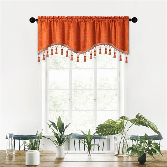 EGNMCR Room Decor, Home Decor, Wall Decor Elegant Fringed Window Curtains Patterned Rod Panels Stylish Short Drapes For Home Decor Curtains Curtains