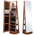 thumbnail image 1 of Gymax Armoire à Bijoux Miroir Rotative à 360° avec Grand Miroir et Étagères de Rangement Brun, 1 of 9