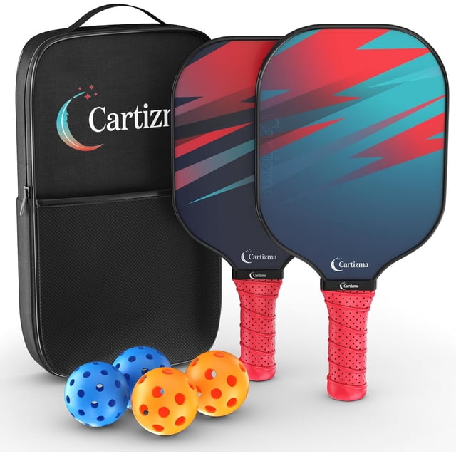 CARTIZMA Ensemble de Palettes de Pickleball en Fibre de Carbone, Conception Ergonomique, Ensemble de 6 Pcs