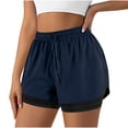 thumbnail image 1 of Plebaso Women's 2 in 1 Running Shorts Elastic Waist Drawstring Athletic Shorts Lightweight Workout Shorts, 1 of 6
