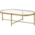 thumbnail image 1 of ACME Charrot Table Basse en Verre avec Base de Barre Transversale en Verre Clair et Or, 1 of 7