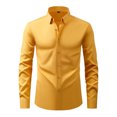 thumbnail image 1 of RXIRUCGD Chemise Cardigan pour Homme à Col Rabattu Uni, Haut de Bureau à Boutons, Or, Taille : 3TG, 1 of 8