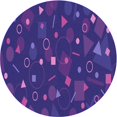thumbnail image 1 of Ahgly Tapis Rond Lavable en Machine Intérieur Transitionnel Violet Vif, 4 Pieds Rond, 1 of 7