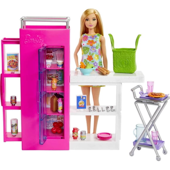 Barbie Coffret de jeu et poupée – Garde-manger suprême, 30 éléments