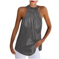 thumbnail image 1 of Birdeem Womens Casual Solid Color Round Neck Halter Sleeveless Tops Blouses Tops Tank Shirt Vest with Zipper, 1 of 6