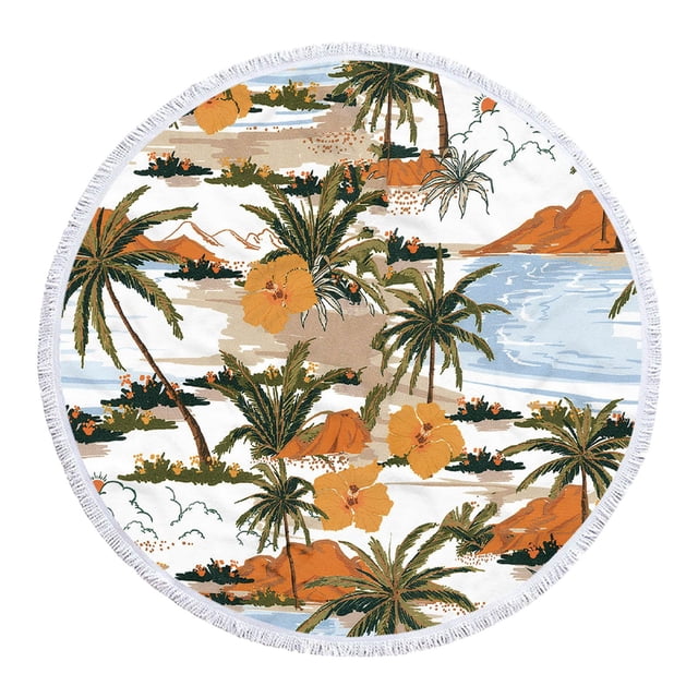 PRETXORVE Round Printed Microfiber Beach Super Colorful Bath Sandproof Beach Blanket Beach Multi-Purpose for Travel Swimming Pool