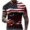 thumbnail image 1 of Mefallenssiah T-Shirt à Manches Courtes pour Homme Homme Décontracté Col Rond Populaire Impression Drapeau Numérique 3D Chandail Entraînement Physique Sport Manches Courtes T-Shirt Blouse Blanc, 1 of 4