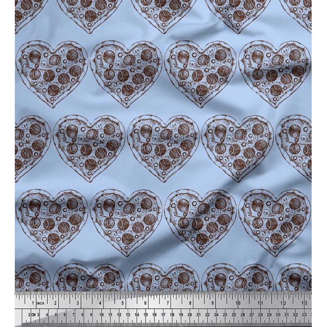 Soimoi Velvet Fabric Pizza Food Printed Fabric 1 Yard 58 Inch Wide