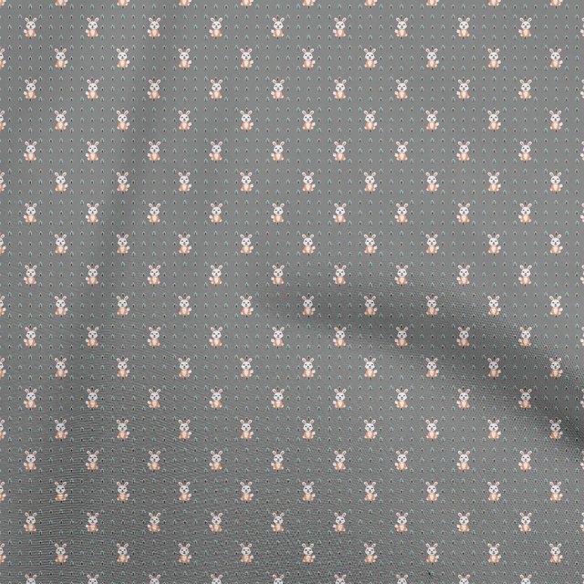 oneOone Cotton Poplin Gray Fabric Rabbit Fabric For Sewing Printed Craft Fabric By The Yard 56 Inch Wide