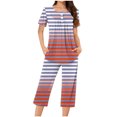 thumbnail image 2 of Jamicy Pyjama Confortable pour Femmes Ensemble Mode Décontracté Ample Imprimé Imprimé Col Rond Boutonné Manches Courtes Haut avec Pantalon Court Ensemble de Pyjama pour Femmes, 2 of 5