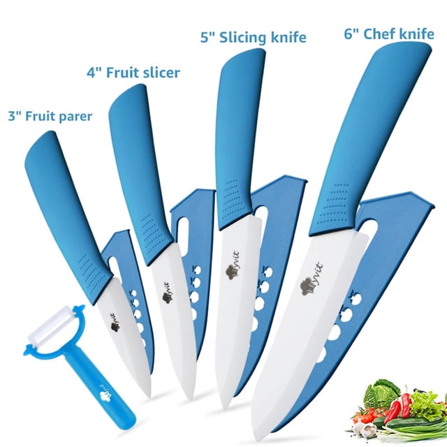 Ceramic Knives Complete Kitchen Unit,3 4 5 6inch Chef Knife Utility Fruit Slicing Peeler with Sheath White Blade