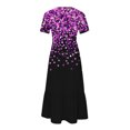 thumbnail image 4 of Women's Short Sleeve Printed Dress, Round Neck Casual Dress with All-Over Pattern, Lightweight Polyester Machine-Washable Dress for Daily Wear, 4 of 5