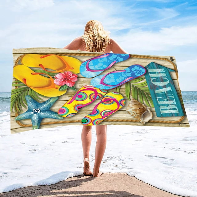 Dvkptbk Beach Towel Summer Beach Slippers Beach Towel Microfiber Double-sided Velvet Beach Towel Swimming Towel Versatile Beach Towel Beach Essentials on Clearance
