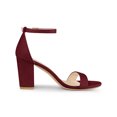thumbnail image 3 of BLISSFUL STEP Women's Ankle Strap High Block Heels Sandals Burgundy 8, 3 of 7