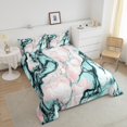 thumbnail image 4 of Marble Comforter Set Stone Pattern Fluid Bedding Set Watercolor Marbling Texture Quilt Modern Abstract Art Bedding Comforter Sets Queen Size,Pink Blue, 4 of 7