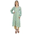 thumbnail image 1 of Moomaya Kurti Ligne A à Manches Longues Imprimées pour Femmes, Rayonne Froissée, Blouse Ethnique Indienne de Designer, 1 of 7