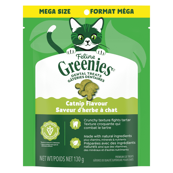 Gâteries dentaires pour chats adultes Greenies, saveur d'herbe à chat
