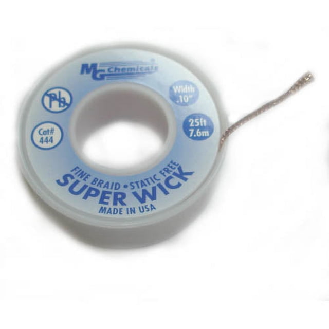 MG Chemicals 400 Series #4 Fine Braid Super Wick with RMA Flux, 25' Length x 0.1" Width, Blue (444)