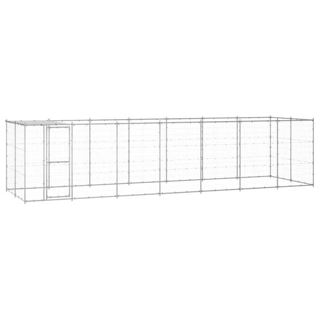 vidaXL Chenil Extérieur pour Chien en Acier Galvanisé avec Toit 16,94 M2