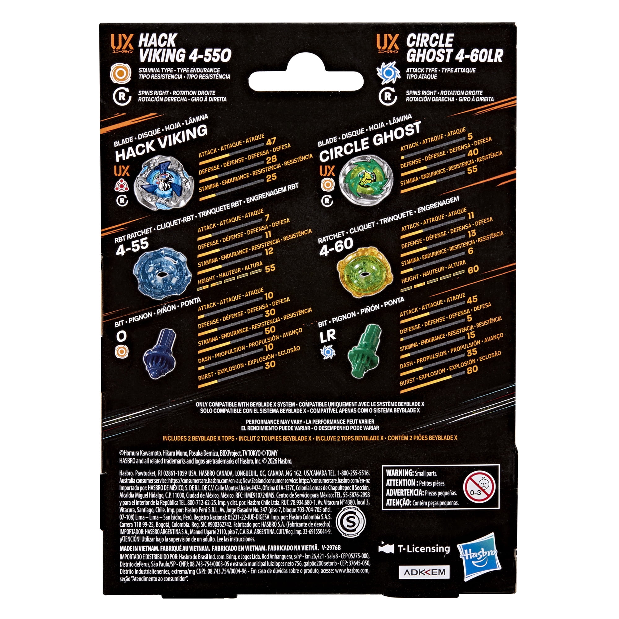 Beyblade X Circle Ghost 4-60LR UX & Hack Viking 4-55O UX Dual Pack Set