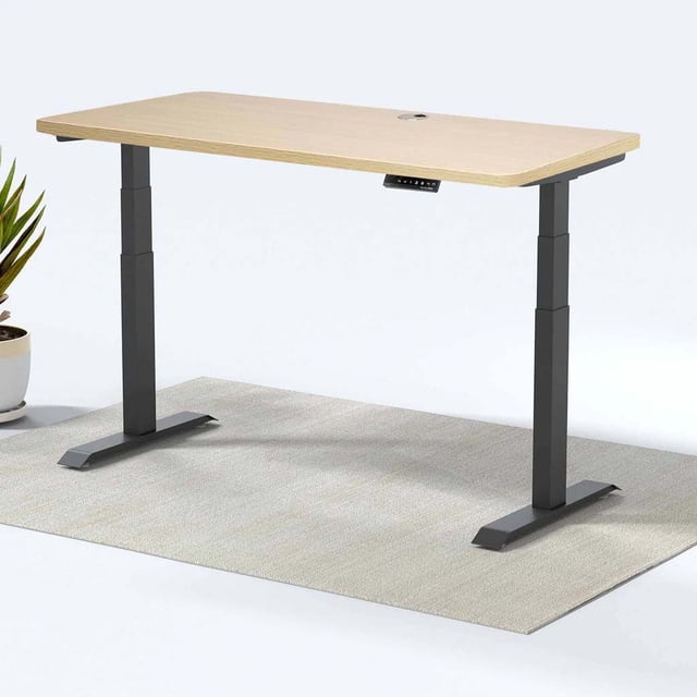 MotionGrey - Bureau Assis-Debout à Double Moteur avec 4 Réglages de Mémoire, Table d'Ordinateur Réglable Assis-Debout pour la Maison, le Bureau et le Jeu - Dessus Chêne Brun 65 Pouces x 24 Pouces Cadre Noir