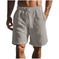 thumbnail image 2 of EOYWHK Men's Linen Shorts Elastic Waist Lounge Shorts Casual Solid Color Sleep Shorts with Drawstring Pockets, 2 of 6