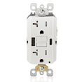 thumbnail image 1 of Leviton 20A SmartlockPro Self-Test GFCI Combination with Type A & Type-C USB in-Wall, USB Charger for Smartphones and Tablets, GUAC2-W, 1 of 1