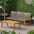 thumbnail image 3 of Noble House Canapé en Bois et Osier d'Extérieur Hampton et Table Basse en Moka, 3 of 15