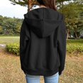 thumbnail image 4 of Chandail à Capuchon à Fermeture à Glissière pour Femme en Mélange de Coton Uni Veste à Capuchon Grande Grande Veste Haut Ample Noir G, 4 of 7