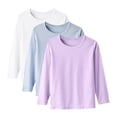 thumbnail image 2 of YUNAFFT Kids' Layering Tees Basic Long Sleeve Round Neck Solid Color Thin Spring Fall 3-Pack Essential Casual Versatile, 2 of 9