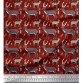 thumbnail image 1 of Soimoi Red polyester Crepe Fabric Deer Animal Print Sewing Fabric Yard 42 Inch Wide, 1 of 3
