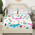 thumbnail image 3 of YST Lizard Sheets Cartoon Animal Full Sheet Set For Girls Kids Cute Flower Animal Bed Sheets Set, Wild Reptiles Flat Fitted Sheet Botanical Flower Pattern 3D Bedding Set With 2 Pillowcases, 3 of 5