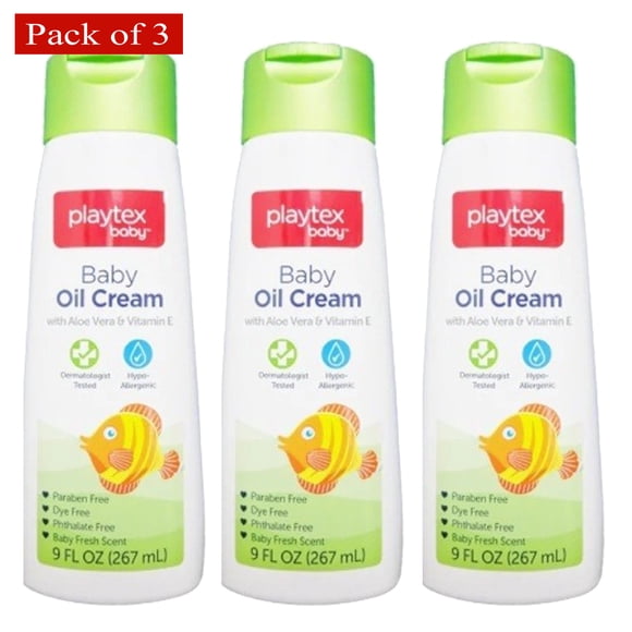 Playtex Baby Huile Crémeuse à l'Aloès et à la Vitamine E, 9 Fl Oz (267 ml) (Lot de 3)