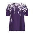 thumbnail image 3 of Pisexur Hauts pour Femmes, Hauts de Sortie pour Femmes et T-Shirt à Col Rond Imprimé à Manches Courtes, Haut Ample, Hauts de Printemps pour Femmes Violet, P, 3 of 4
