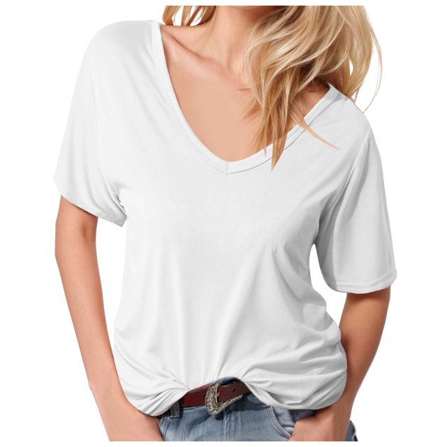 Women's Fashion Deep V Neck Short Sleeve Tops - Solid Color, Polyester Blend, Slim Fit, Perfect for Daily and Party Wear