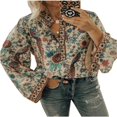thumbnail image 1 of Hauts Amples Décontractés Boho à Manches Longues pour Femmes, Tunique Hippie Gitane pour Dames, Chemisier, 1 of 6