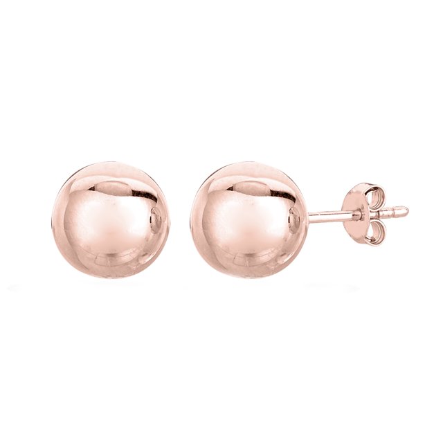Boucles d'Oreilles Clous Boule en Or Rose 14K, 5 mm